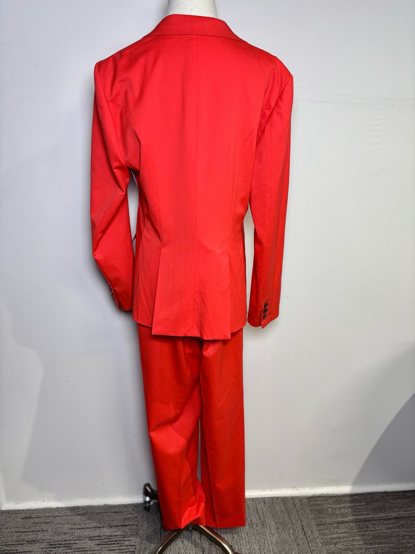 Women Size 48 (L, US) Belvest Red Pure Wool 2-piece Blazer, Pants Suit