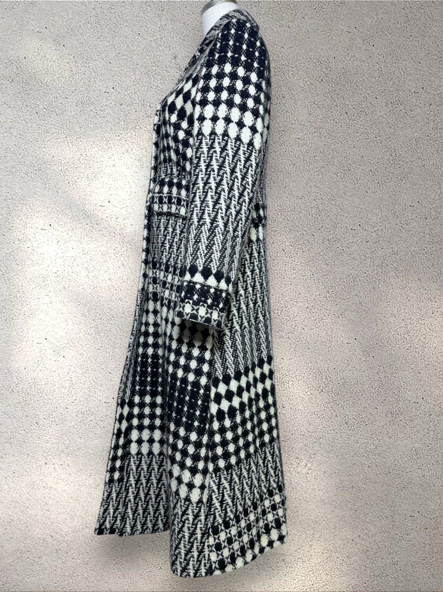 Women Size 42 (4 US) Christian Lacroix Black, Cream Tweed Vintage Coat