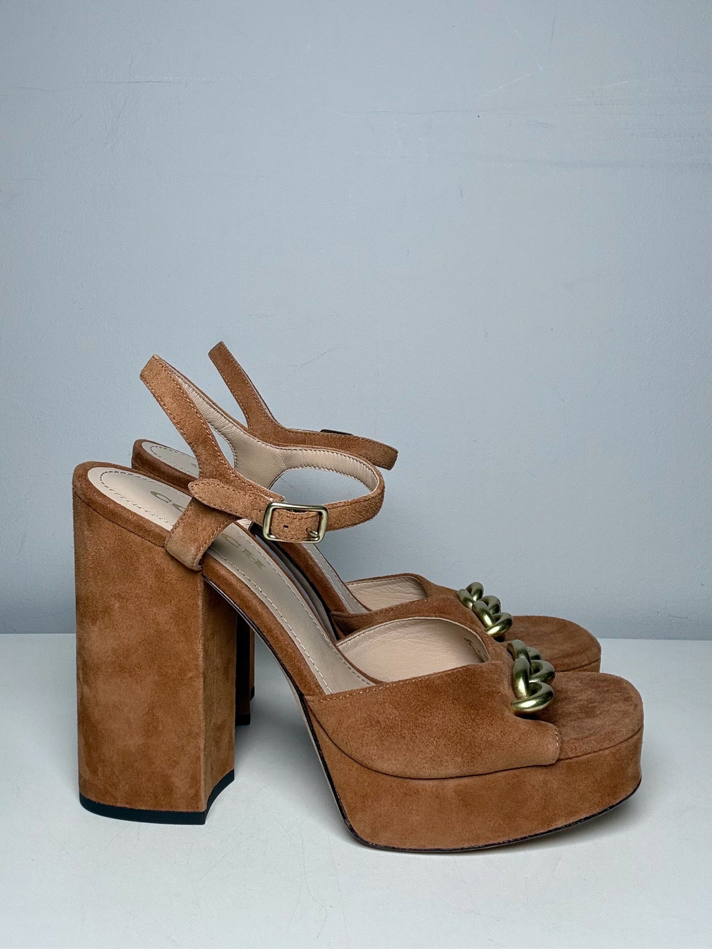 W Shoe Size 9 Coach Rust Orange Suede Nicolette Platform Sandals