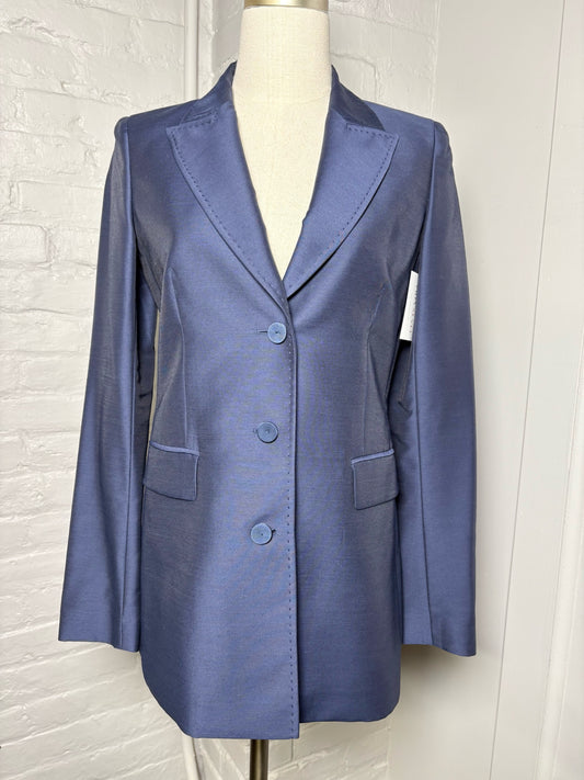 Women Size 2M Lafayette 148 Blue Wool Blend Blazer