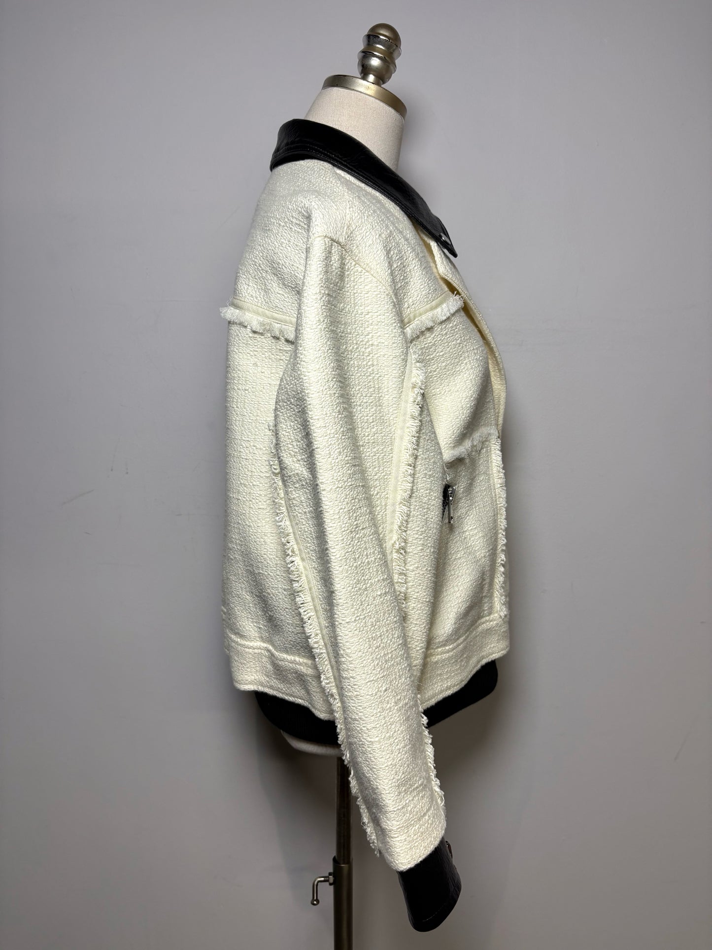 Women Size M 3.1 Phillip Lim Black & White Tweed Cotton Wool NWT Pre-Owned Moto Jacket