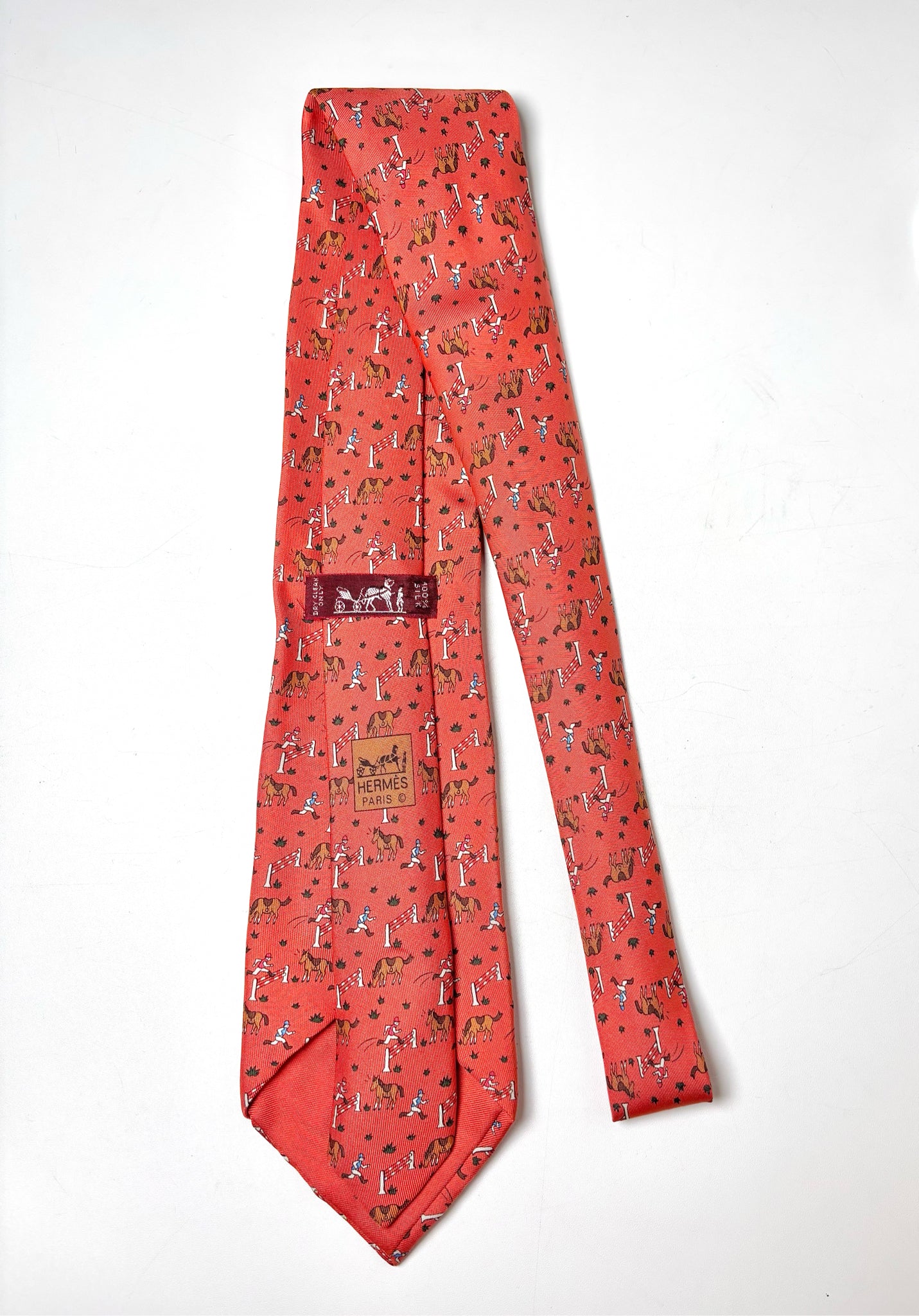 Hermes Salmon Silk Horse Men's Tie
