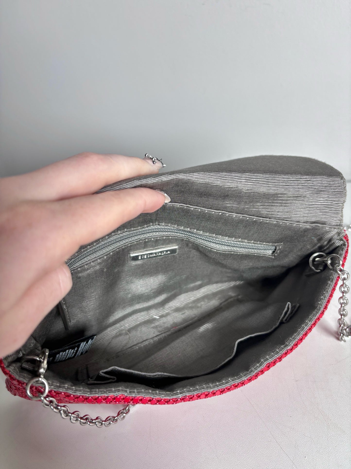 BCBG Max Azria Red Dots Vintage Metal Pre-owned Clutch Cocktail Purse