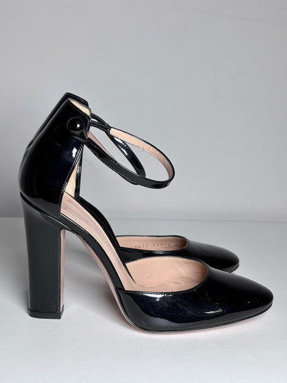 W Shoe Size 37.5 (7 US) Gianvito Rossi Black Leather Patent Pre-owned, NWT Heels