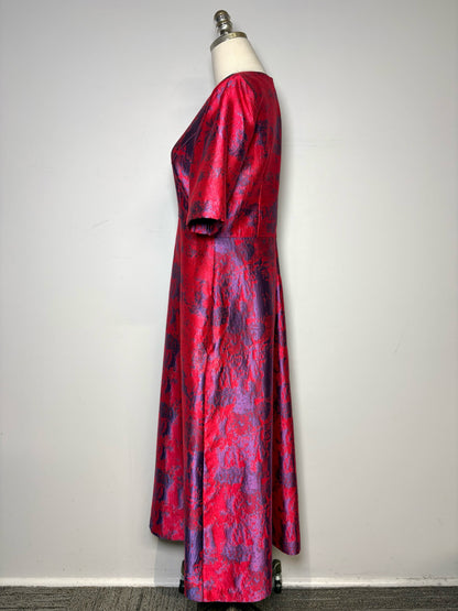 Women Size M Tuckernuck Purple, Red Jacquard Poly Blend Women's Pre-owned Dress
