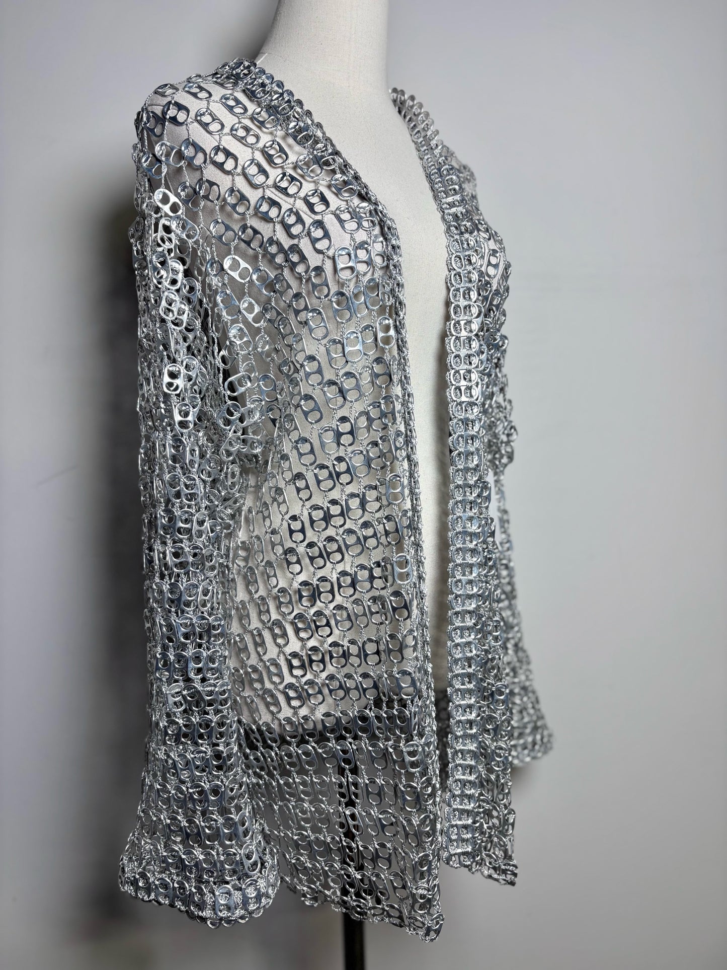 Women One Size Escama Studio 'Debra Silver Aluminum Pop Tabs Crochet Jacket