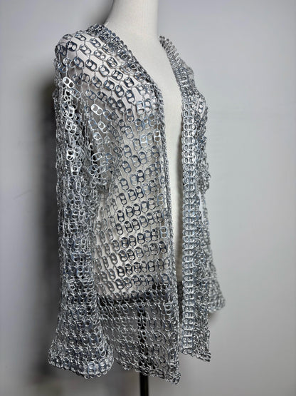 Women One Size Escama Studio 'Debra Silver Aluminum Pop Tabs Crochet Jacket