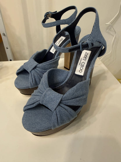 Jimmy Choo Heloise Light Blue Denim Platform Heels NWT | Pre-owned