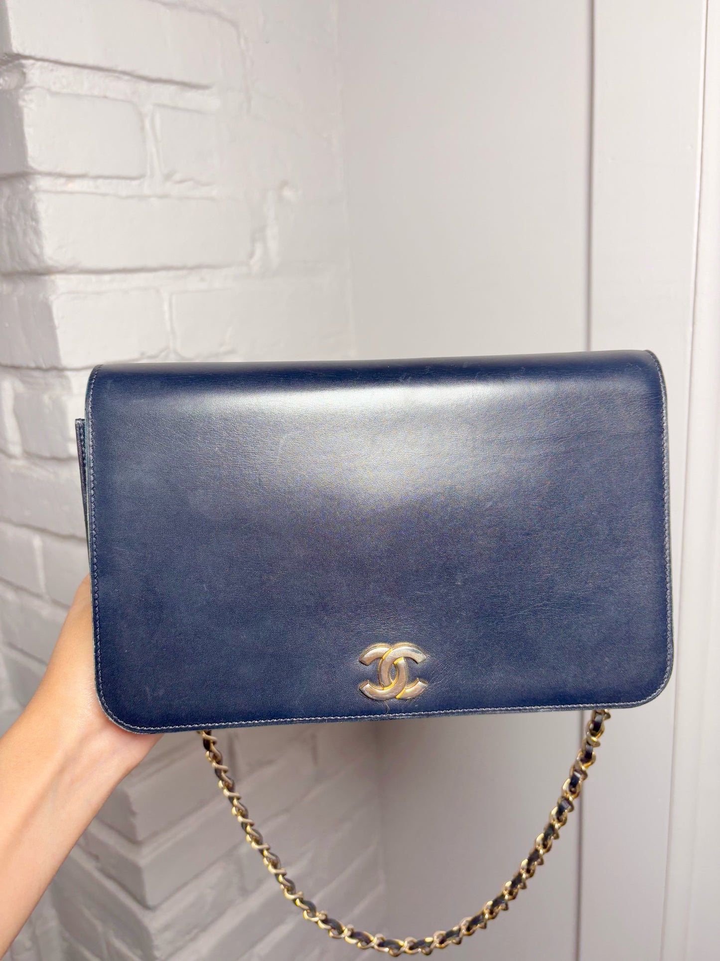 Chanel Vintage Leather Navy Calfskin Purse