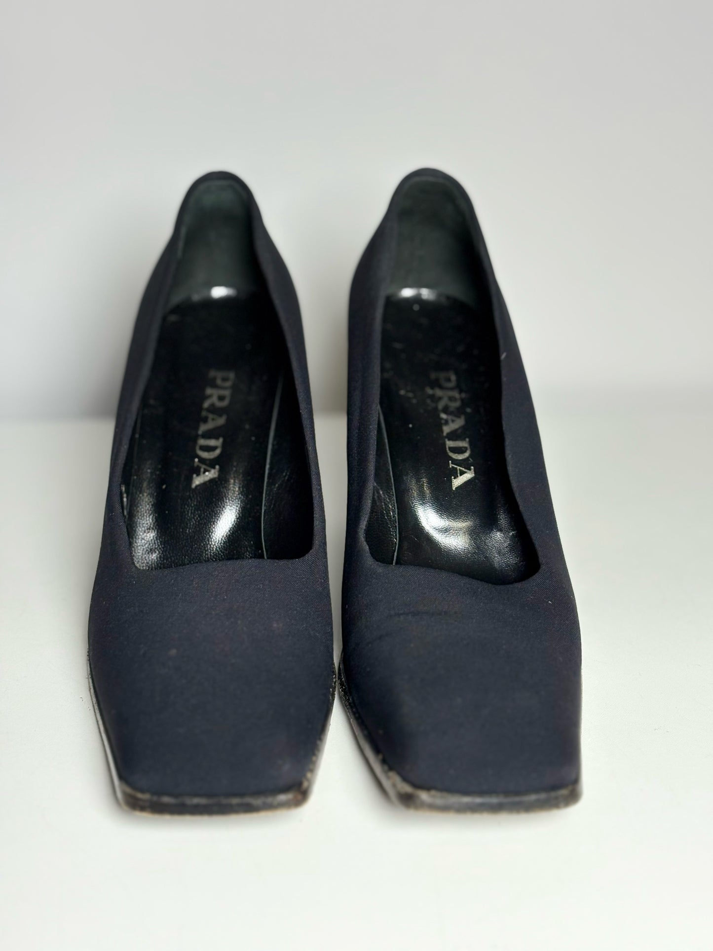 W Shoe Size 39 (8 - 8.5) Prada Black Neoprene (Possibly) Vintage Heels