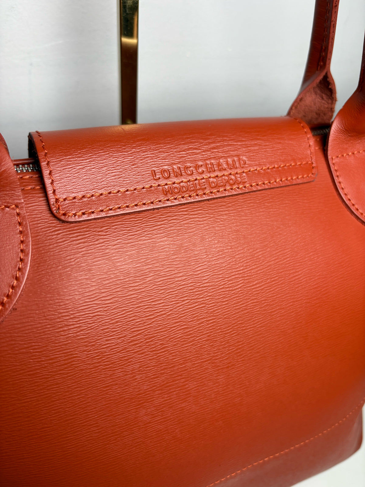 Women's Longchamp Le Pliage Xtra Burnt Orange Leather Pre-Owned Shoulder Tote Bag