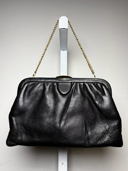 Women's Ingber Solid Vintage Leather Pre-owned Black Leather Small Purse