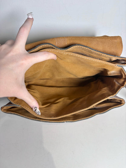 Women's Patricia Nash Saddle Bag Painted Flowers Vint Leather Pre-owned Caramel