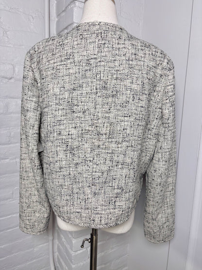 Women Size L Lafayette 148 Black Tweed Linen Jacket