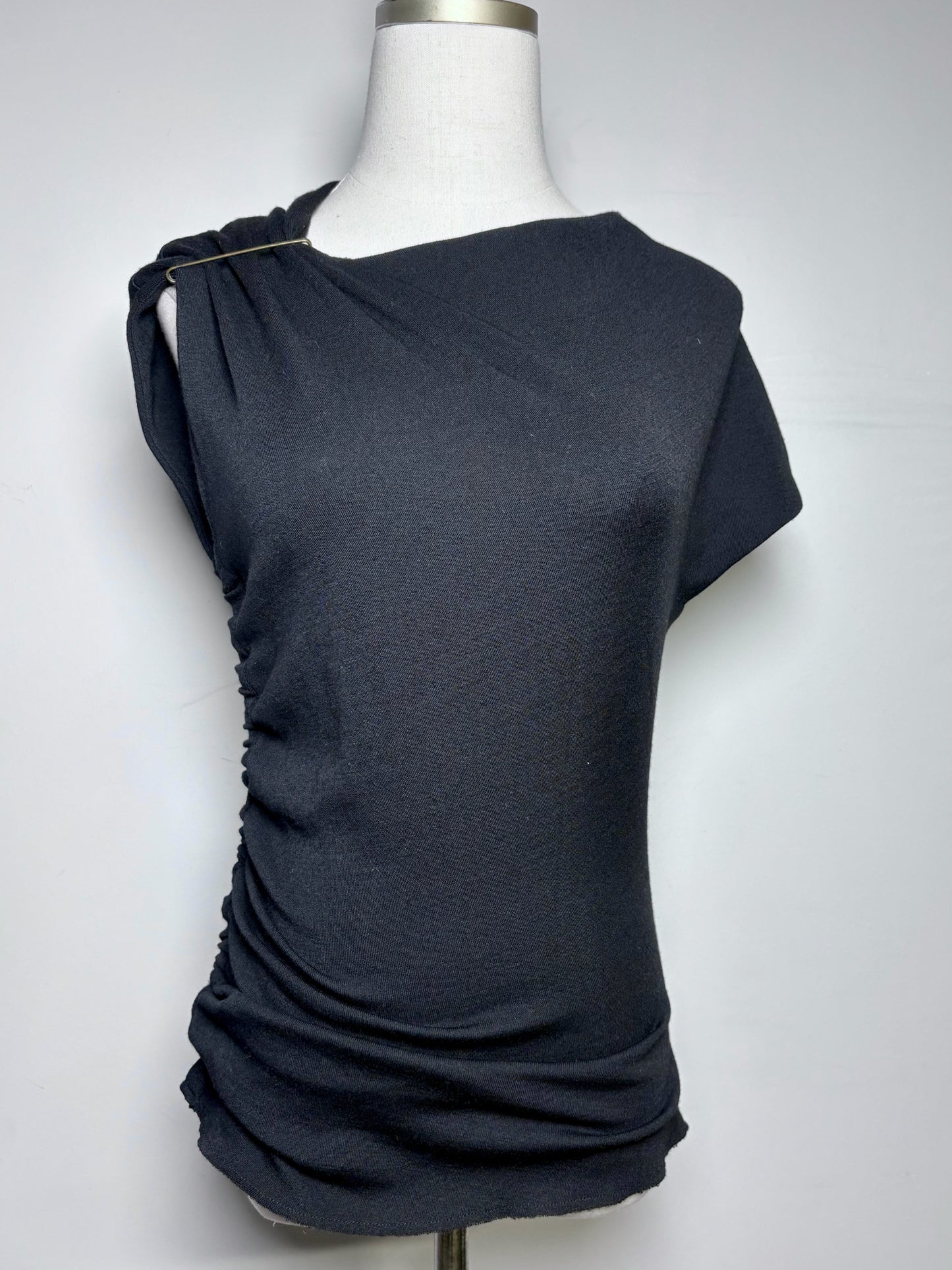 Women Size 38 (6 US) Lanvin Black Solid 100% Wool Pre-owned Top