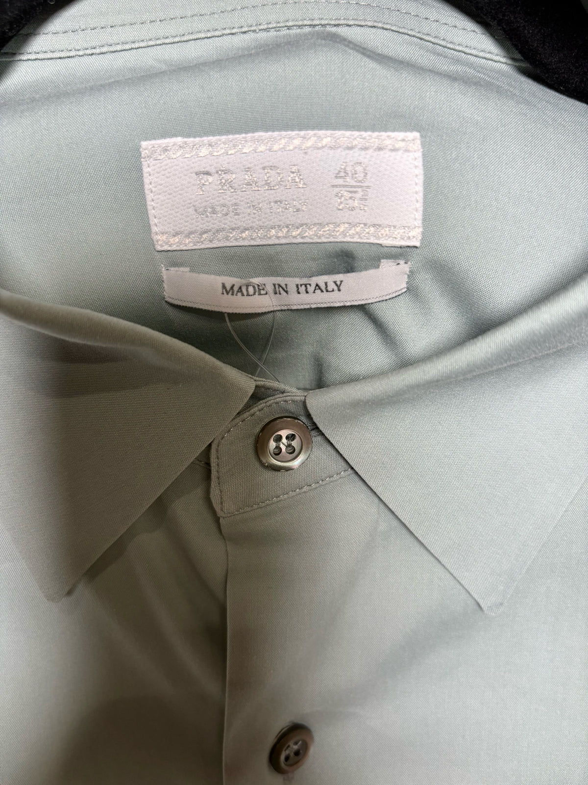 Men Size 14/15 3/4 (L) Prada Cotton Blend Green Men's Vint Pre-owned Shirt