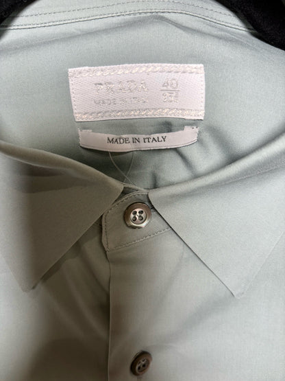 Men Size 14/15 3/4 (L) Prada Cotton Blend Green Men's Vint Pre-owned Shirt