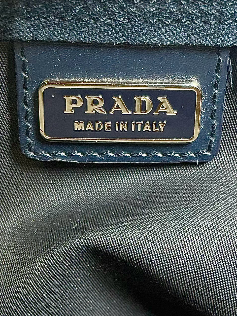 Prada Black Top Zipper Nylon Travel Pouch