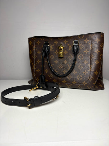 Women's Louis Vuitton Monogram Flower Brown & Black Pre-Owned Small Tote Crossbody Purse