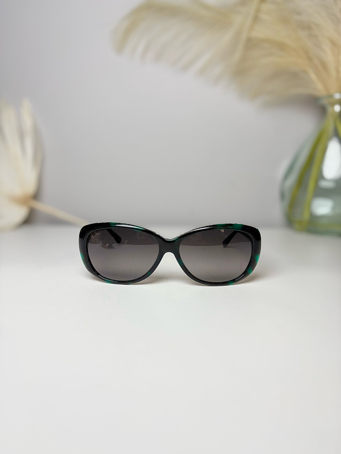 Maui Jim Black Blue Oval Cat Eye Women's Sunglasses