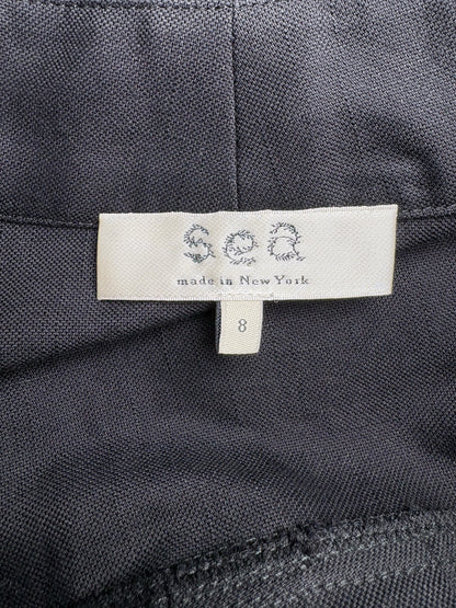 Women Size 8 (M) SEA New York Black Double Belt Cotton Pre-owned Dress