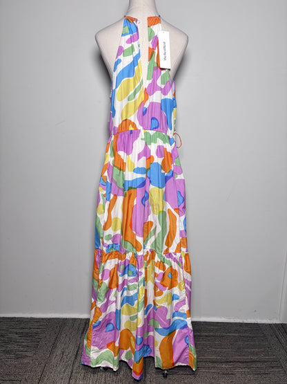Women Size M Cult Gaia Multi-Color Floral Print Maxi Silk Tiered Dress
