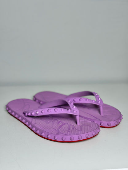 W Size 39 Christian Louboutin Super Flip Purple Rubber Studs Pre-owned