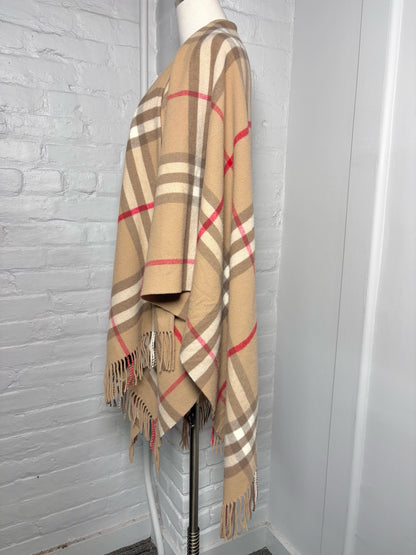 Burberry Cashmere-Wool Blend Check Cape