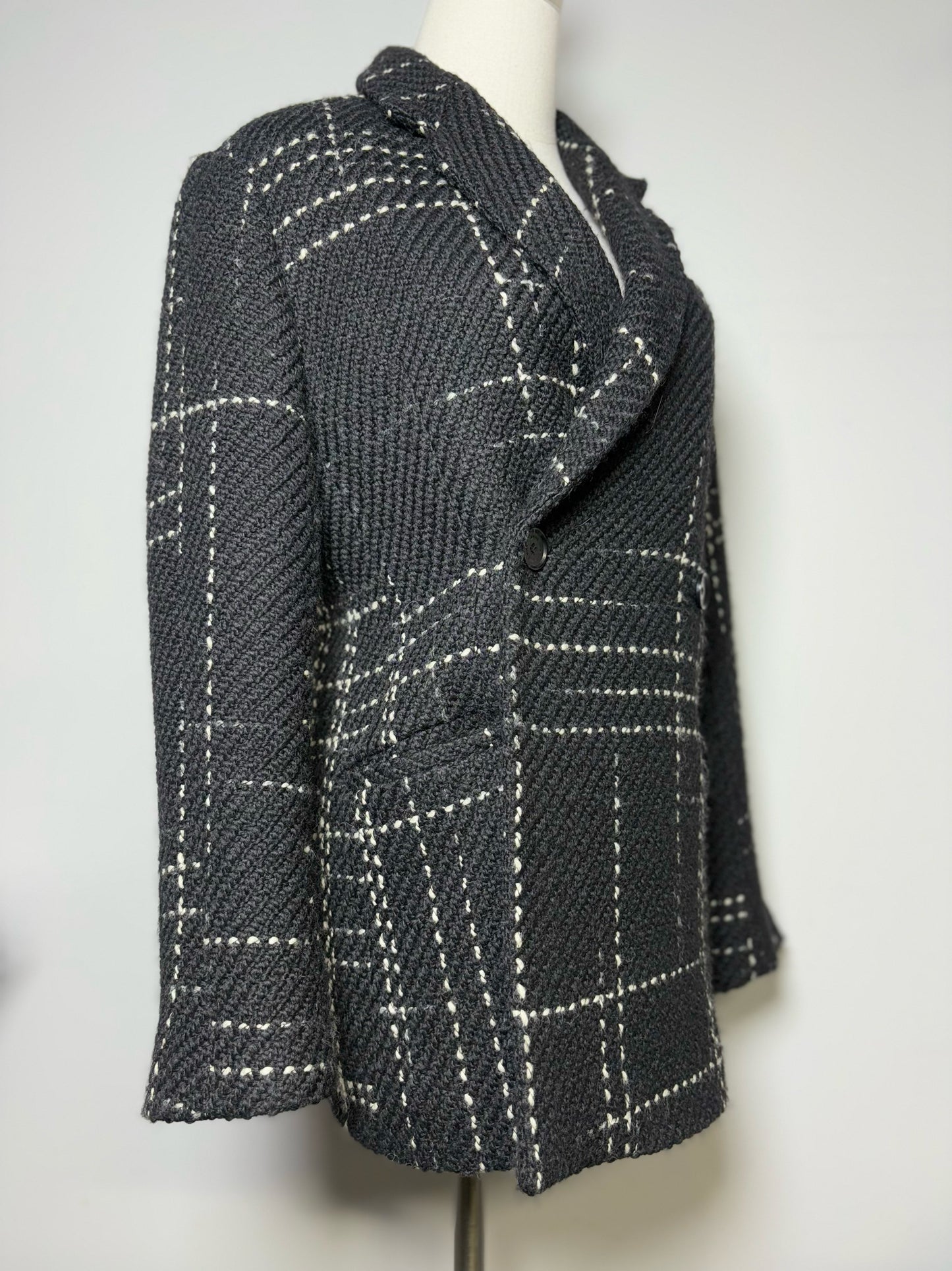 Women Size XS Anine Bing Black Plaid Wool Blend Coat
