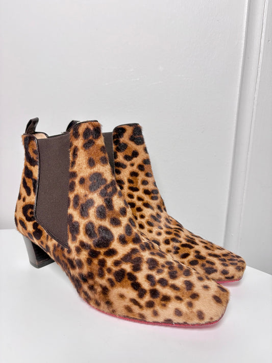 W Shoe Size 39 (8.5 US) Christian Louboutin Brown, Black Calf Hair Boots