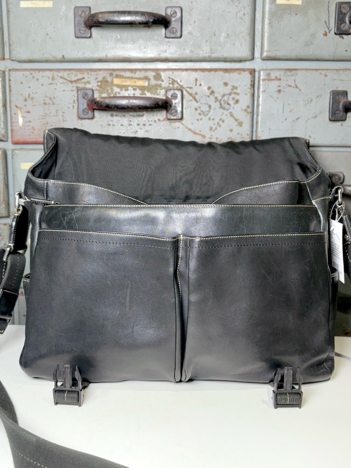 Men's Vintage Coach Leather Black Briefcase