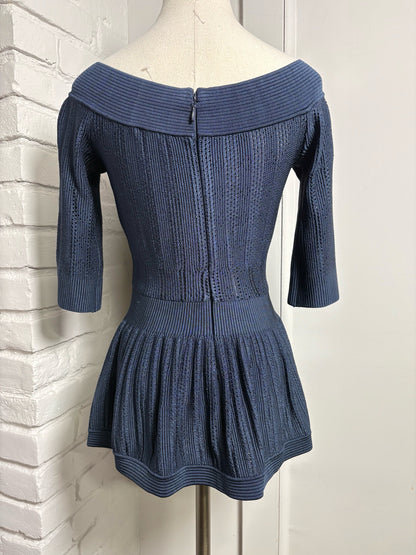 Women Size M Herve Leger Paris Navy Knitted Top