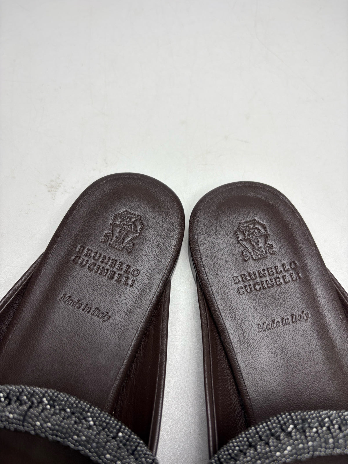 Women's Shoe Size 40 Brunello Cucinelli Brown Monili Strap NWT Pre-Owned Mule Slip-Ons