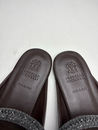 Women's Shoe Size 40 Brunello Cucinelli Brown Monili Strap NWT Pre-Owned Mule Slip-Ons