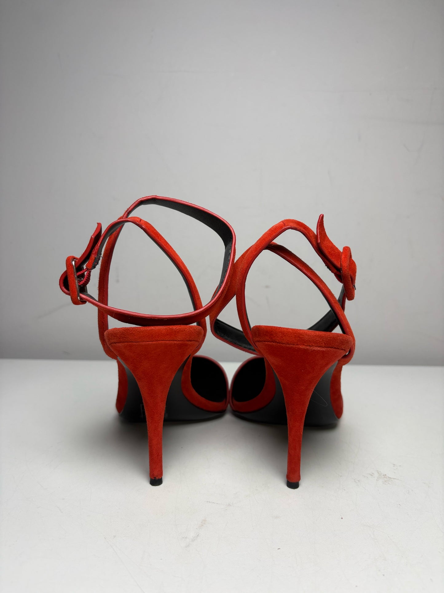 Women's Shoe Size 37.5 Alexander Wang Lovisa Red Suede Pre-Owned Pointed Toe Heels