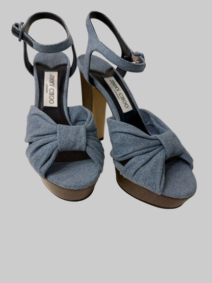 Jimmy Choo Heloise Light Blue Denim Platform Heels NWT | Pre-owned