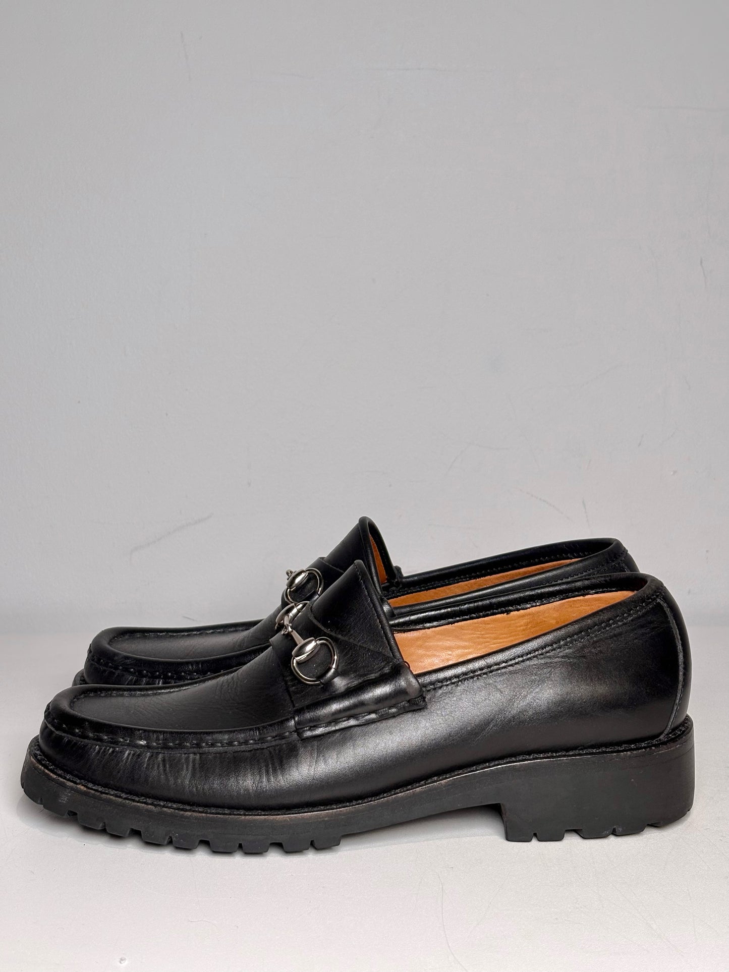 W Shoe Size 8 Gucci Black Leather Horebit Pre-owned Loafers