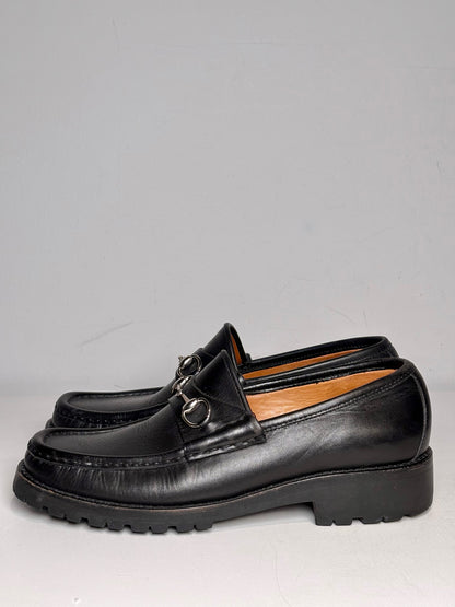 W Shoe Size 8 Gucci Black Leather Horebit Pre-owned Loafers