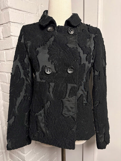 Women Size S Piazza Sempione Black Jacquard Cotton Blend Jacket