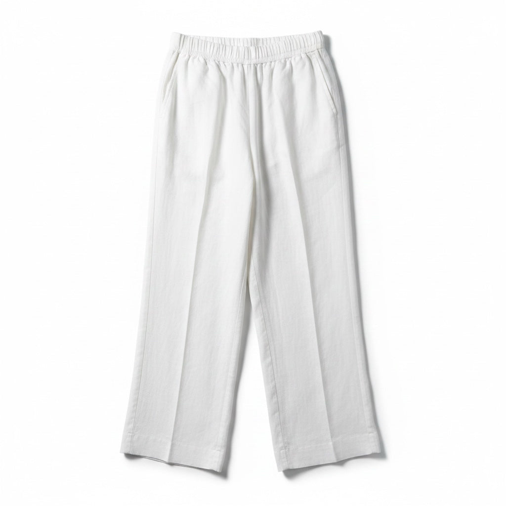 Women Size 46 Rosso35 White Solid Pure Linen Women's Pants