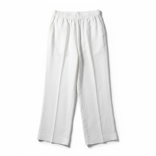 Women Size 46 Rosso35 White Solid Pure Linen Women's Pants