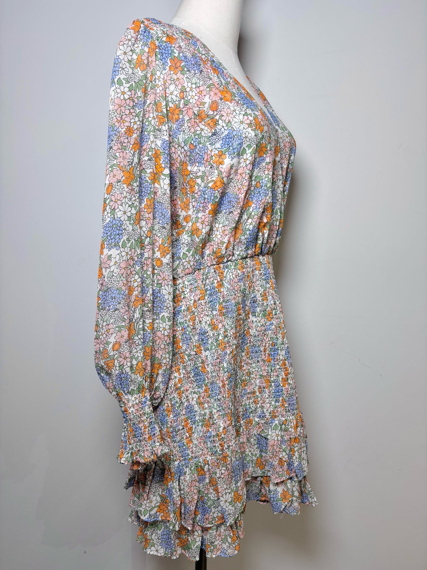 Women Size 10 Veronica Beard White, Purple, Orange, Blue Floral NWTSaera Dress