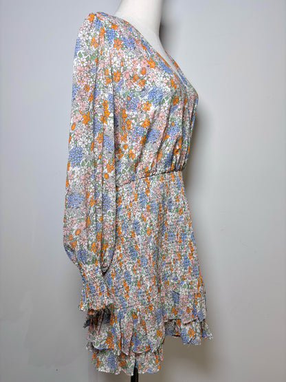 Women Size 10 Veronica Beard White, Purple, Orange, Blue Floral NWTSaera Dress