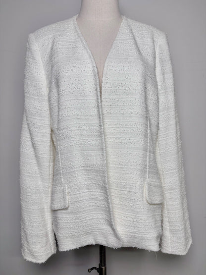 Women Size L Kobi Halperin Ivory Tweed Cotton Blend Jacket