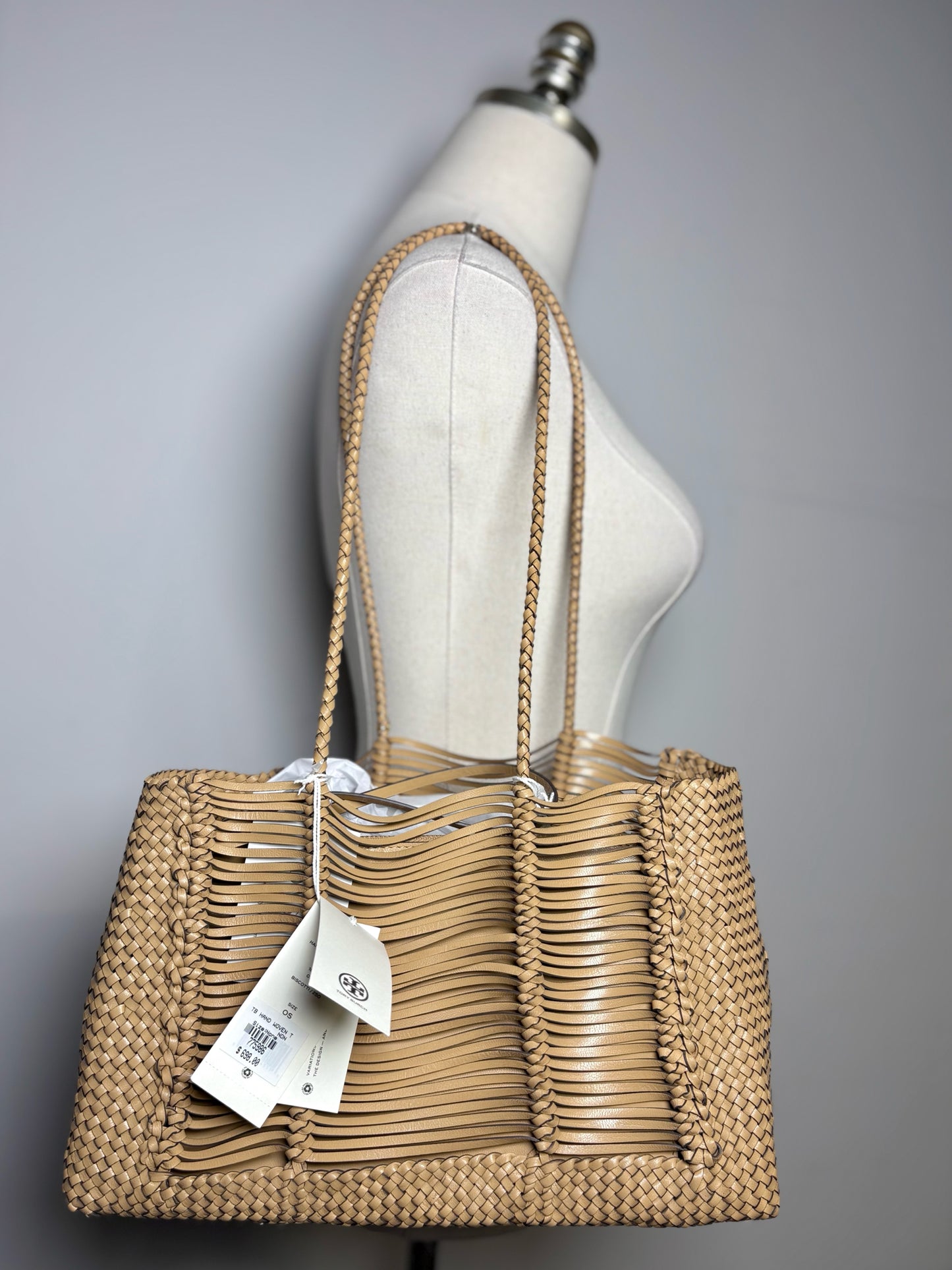 Tory Burch Woven Leather Pre-owned, NWT Tan Purse