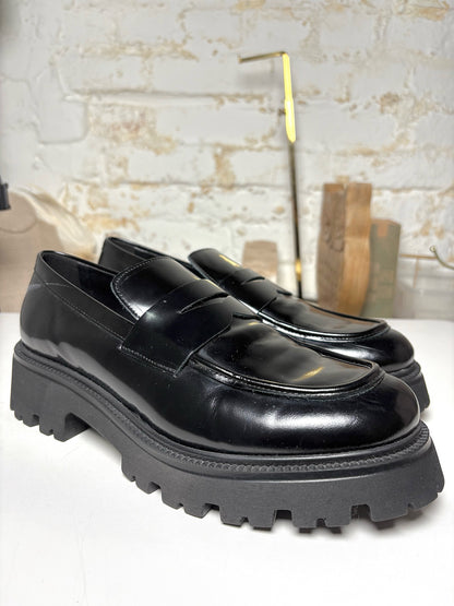 W Shoe Size 9.5 Michele Lopriore Black Leather Brush NWOT Oslo Loafers