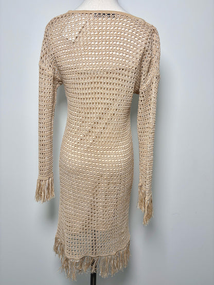 Women Size S Trina Turk Khaki Knitted Cotton, Linen, Viscose Dress