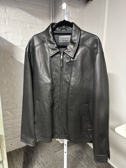 Golden Bear Black Leather Solid Men's L (Estimated) Jacket