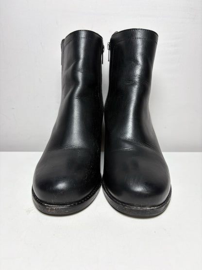 Women's Shoe Size 10 Frye Addie Double Zip Black Leather Pre-Owned Block Heel Ankle Boots