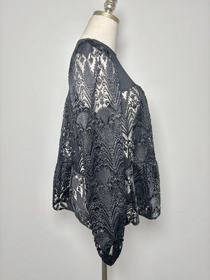 Women Size 40 (0, US) Longchamp Black Lace Polyester Not Vintage Blouse